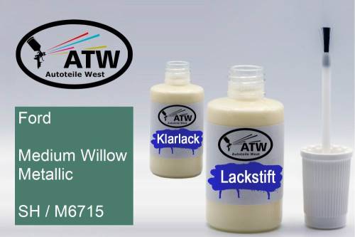 Ford, Medium Willow Metallic, SH / M6715: 20ml Lackstift + 20ml Klarlack - Set, von ATW Autoteile West.